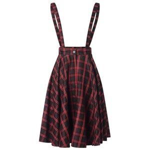 Timeless London Plaid Suspender Swing Skirt Size‎ 6